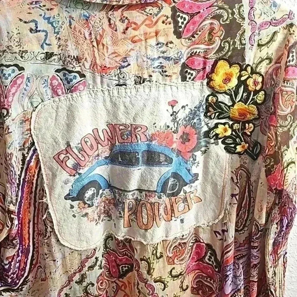 Boho Jane Women's Flower Power Botton Down - Picture 5 of 6